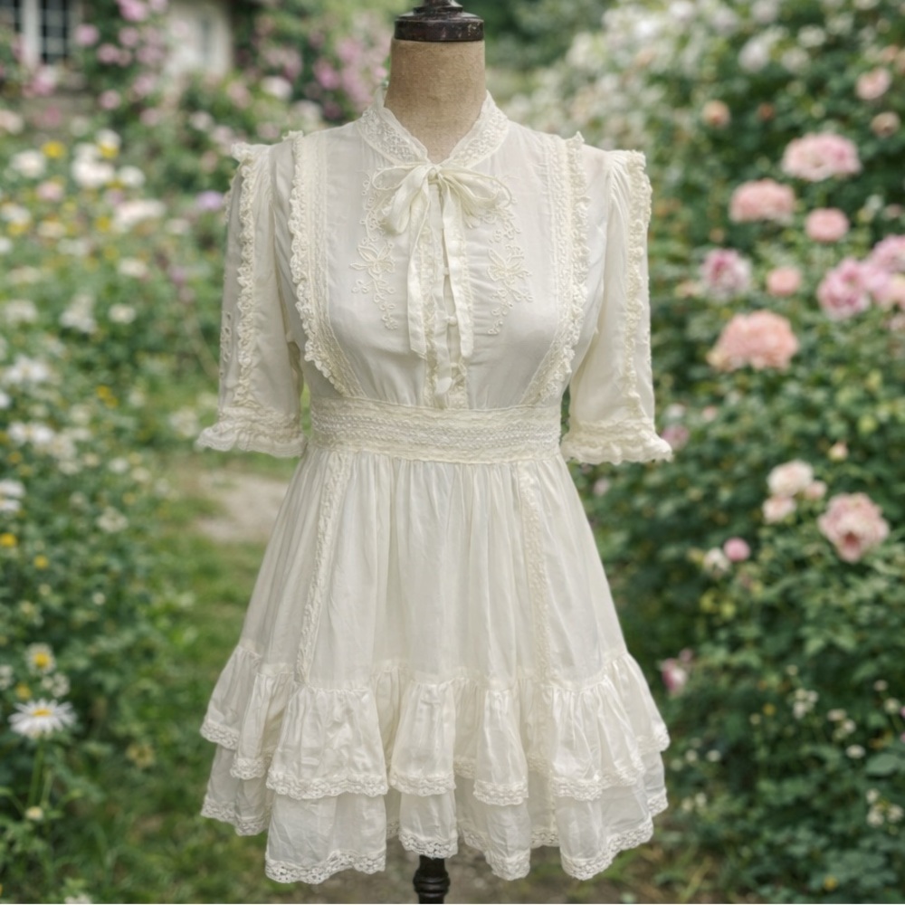 Sunday Best “Tauriel” White Ruffled Tiered Mini Dress